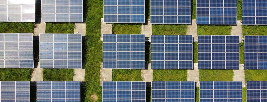 multiple solar panels from birds eyes view