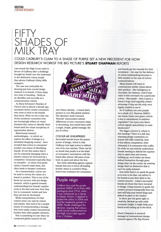 November 2012 - Cadbury article