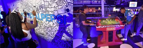 Guests have fun at the Coloring Wall and play games at Crystal Pepsi Summer of ’92 (Photos by Bryan Bedder/Getty Images)